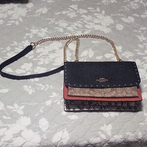 Coach Multi-Color Layered Crossbody Bag with Gold Chain